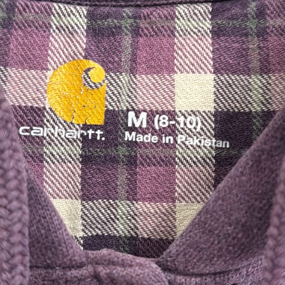 CARHARTT Button Up Jacket With Hood, Pockets, Mauve/Purple Size 8/10 Medium - Picture 4 of 8
